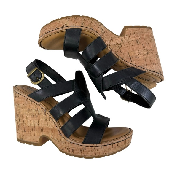 Born Bernese Strappy Cage Open Toe Cork Wedge Sandals Women's Size 9M - Picture 5 of 16